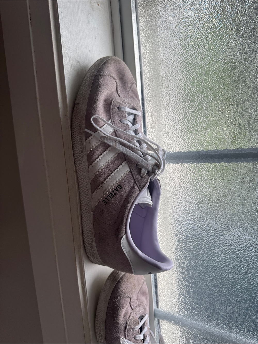 adidas Women's Gazelle Suede Sneakers in Light Mauve with White Stripes